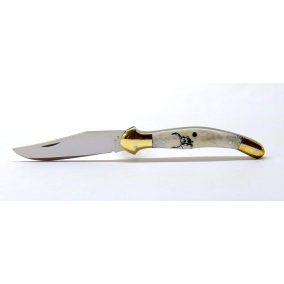   Fejesgörbe bicska, agancs markolat, gravírozott szürkemarha motívummal