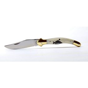   Fejesgörbe bicska, agancs markolat, gravírozott ponty motívummal