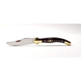   Fejesgörbe zsebkés, bicska, wenge fa markolattal, egy oldali napkorong díszítéssel