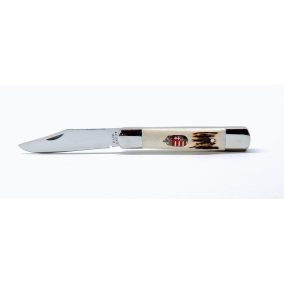   Náder zsebkés, bicska agancs markolat, kézi intarziás szines címer motívummal.