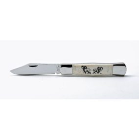   Cakli zsebkés, bicska agancs markolat, gravírozott muflon díszítéssel