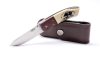 Klasszikus zsebkés, bicska,, vaddisznó motívummal, bőr tokkal